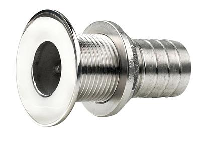 Thru-hull, stainless steel, flush flange, polished finish, G1 1/2'', with hose connection Ø 43 mm thumbnail 1