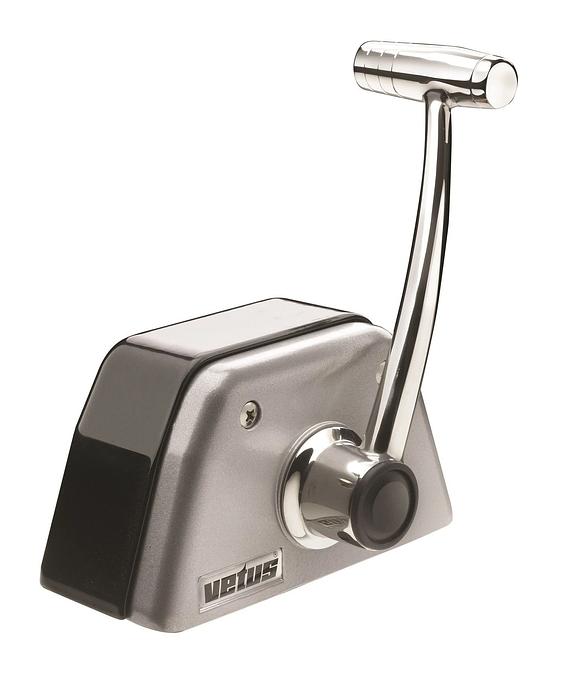 Single lever remote control, top mounting, with stainless steel (AISI 316) handle and T-bar and blac