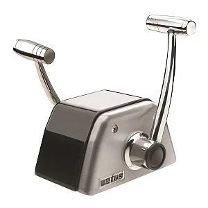 Twin lever remote control, top mounting, with stainless steel (AISI 316) handles and T-bars and blac