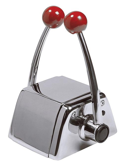 Twin lever remote control, top mounting, with stainless steel (AISI 316) handle and housing