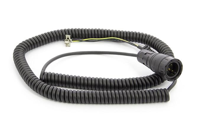 Spiral cable with plug and socket