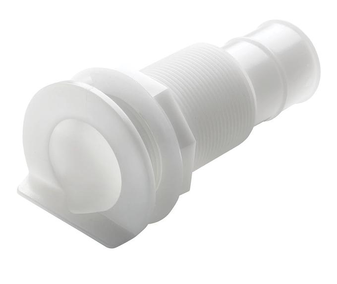 Thru-hull with L- flange, Delrin, for hose Ø 16 mm (5/8")