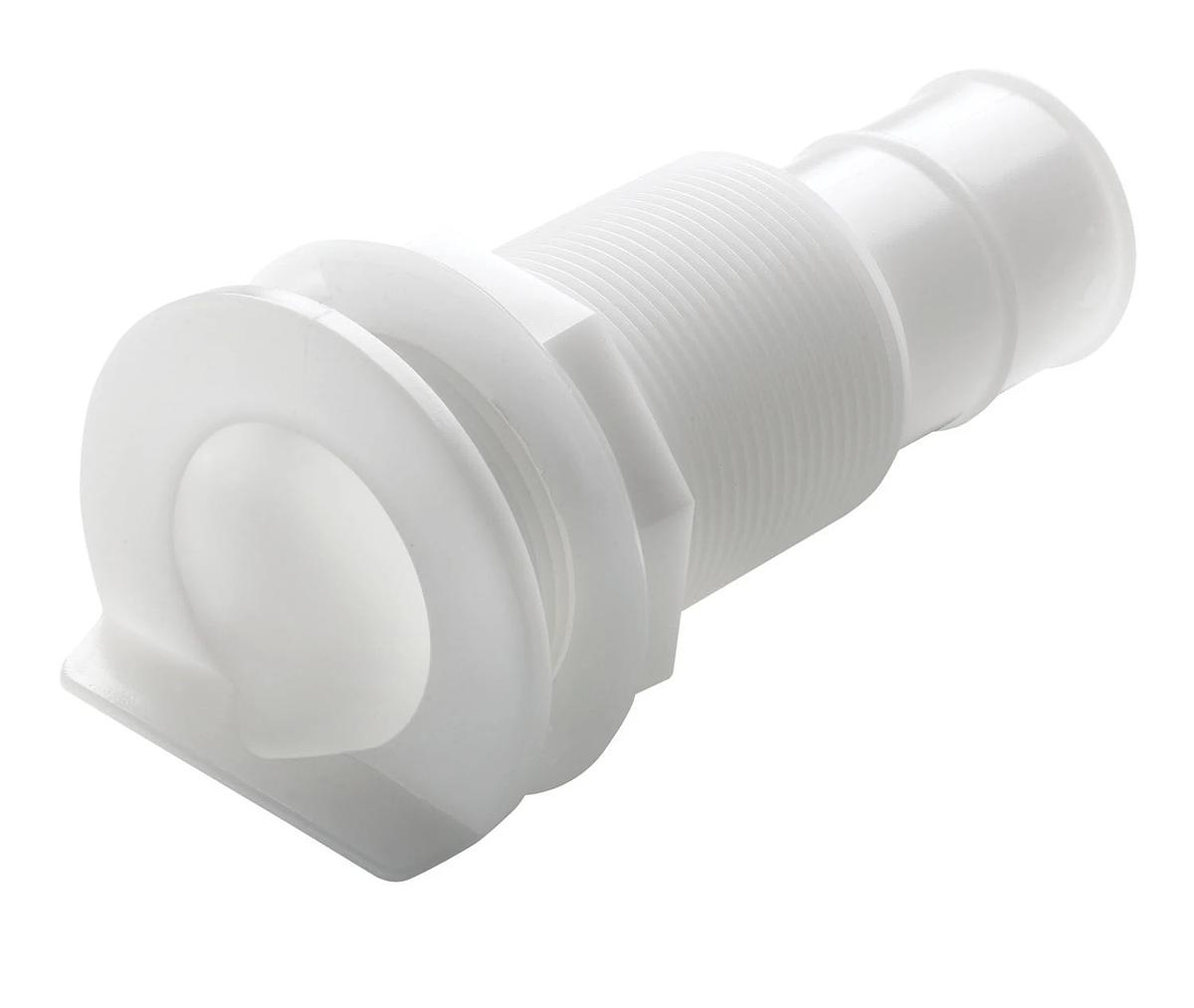 Thru-hull with L- flange, Delrin, for hose Ø 19 mm (3/4")