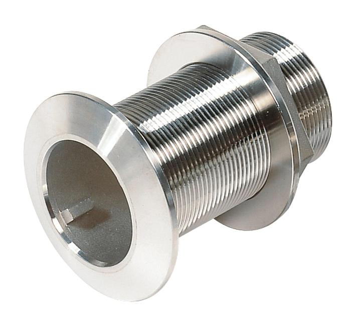 Thru-hull, stainless steel, chamfered flange, machined finish, G1