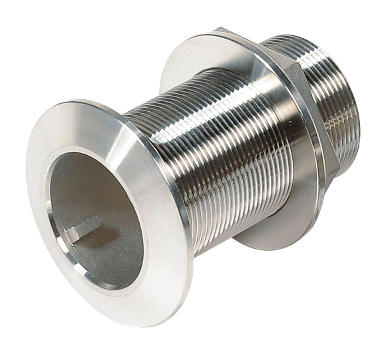 Thru-hull, stainless steel, chamfered flange, machined finish, G2