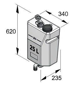 Bulkhead mounted waste water tank, 25lt