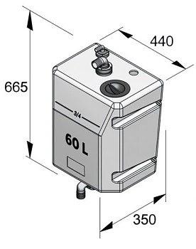 Bulkhead mounted waste water tank. 60lt