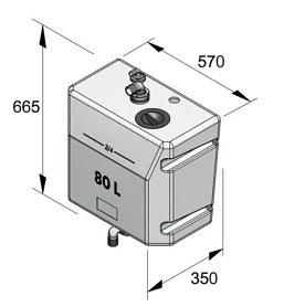 Bulkhead mounted waste water tank, 80lt