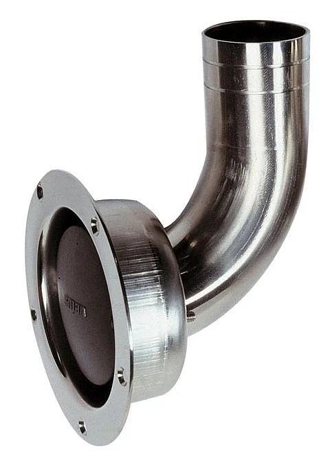Stainless steel breather nipple Ø 38 mm. angled