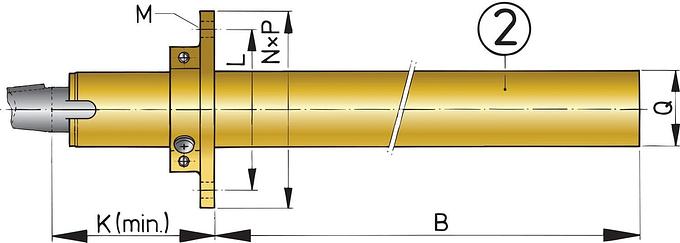 VETUS bronze stern tube with cutlass bearing, 30mm, length500 mm