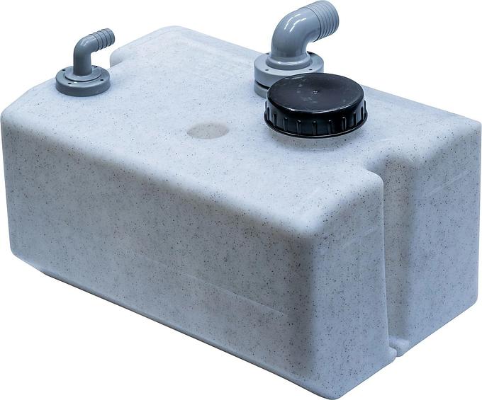Rigid waste water tank, 25lt, including connections