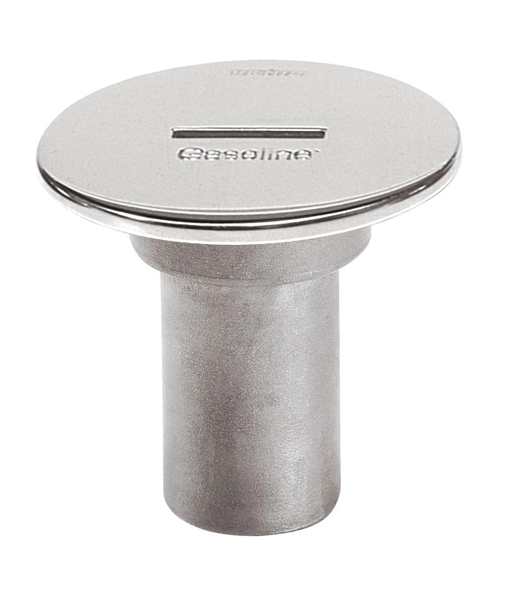 Stainless steel filler cap for hose Ø 38 mm, cover Ø 87 mm.