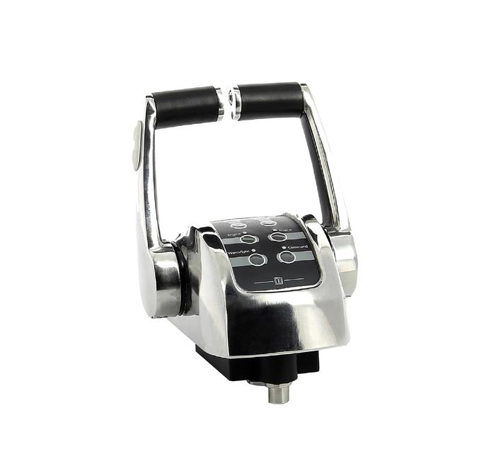 Control lever, stainless steel, for 2 engines, with trim control