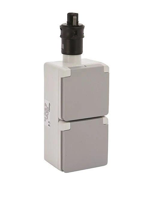 Quick-Connect - Schuko wall socket 16A, grey IP55, wall mounted