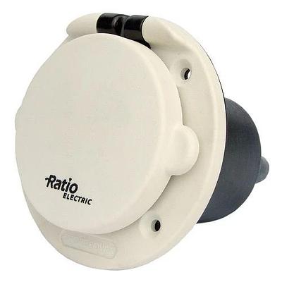 Shore power wall inlet 16A, white IP56, flush-mounted, polyamide thumbnail 1