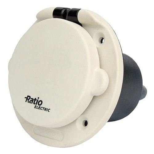 Shore power wall inlet 16A, white IP56, flush-mounted, polyamide