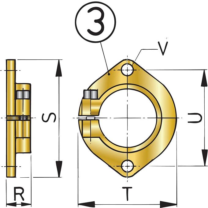 VETUS mounting flange for bronze stern tube, 25mm