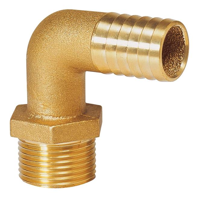 Hose pillar, brass, 90 degree angled, G 1 1/4, hose Ø 32 mm