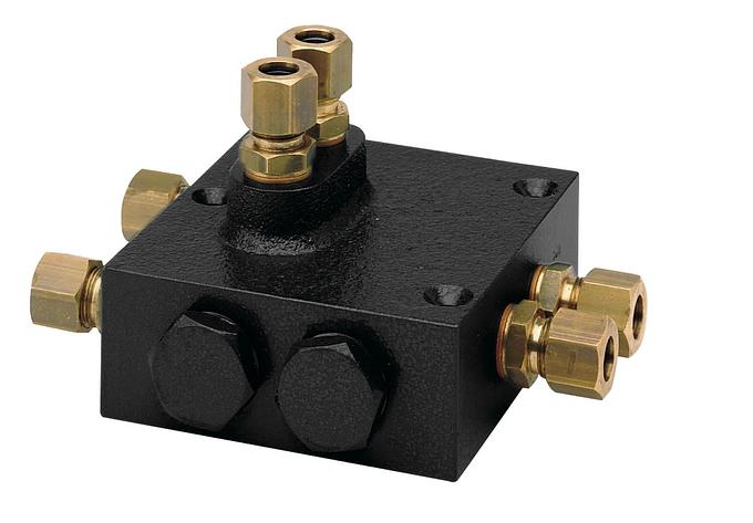 Dual non-return valve block without fittings, to be used with cylinders MTC3008 to MTC17510