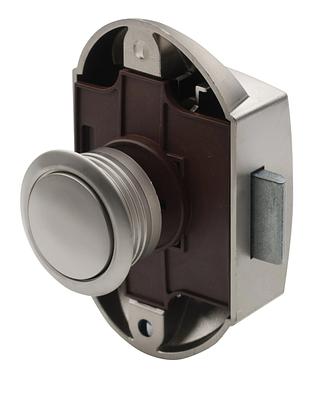 Plastic lock with chromium plated push-button thumbnail 1