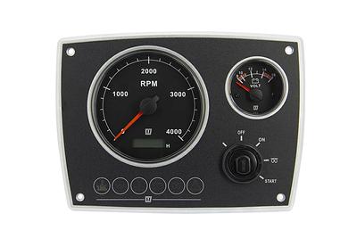 Aluminium engine panel, second generation 12V, 2 black instruments (0-4,000rpm) thumbnail 1