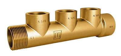 Manifold, bronze, with G 1 male/female thread, and 3 x G 3/4 female thread thumbnail 1