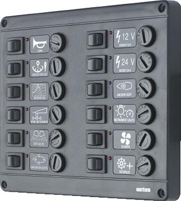 VETUS switch panel type P12 with 12 fuses, 12V thumbnail 1