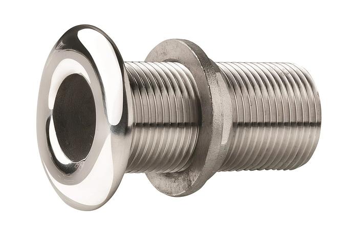 Thru-hull, stainless steel, rounded flange, polished finish, G1 1/2''