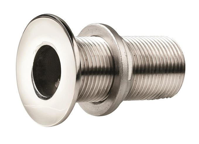 Thru-hull, stainless steel, flush flange, polished finish, G1/2''