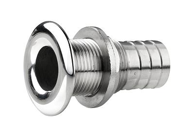 Thru-hull, stainless steel, rounded flange, polished finish, G1/2'', with hose connection Ø 18 mm thumbnail 1