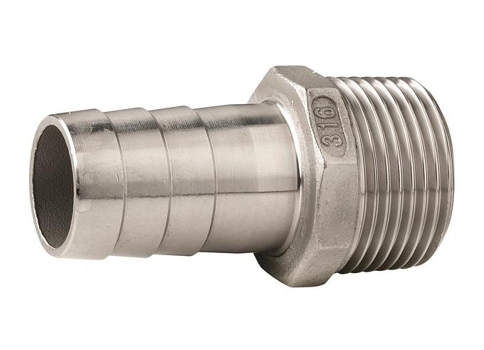 Hose connector, stainless steel, male thread, G3/8'', hose Ø 15 mm